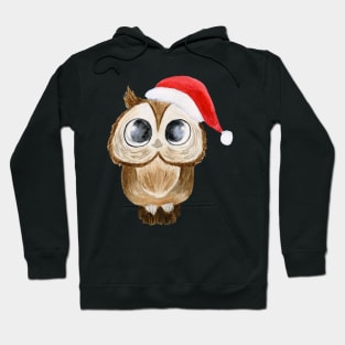 Holiday Owl Watercolor Art Hoodie